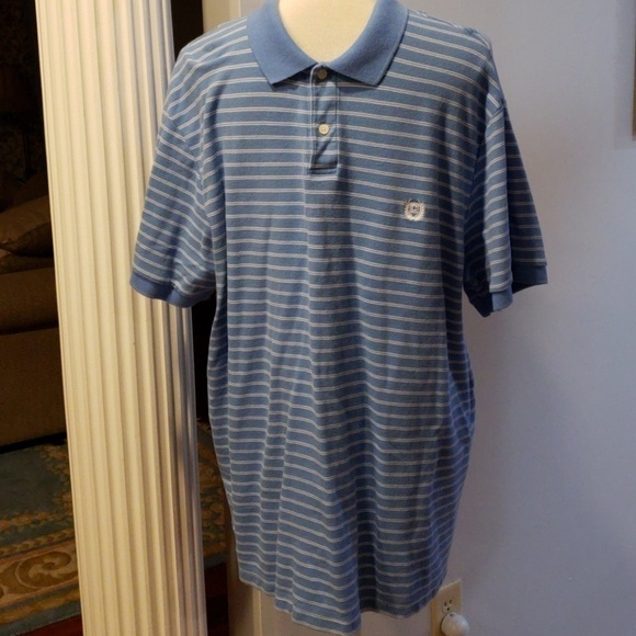 Chaps XXL 100% Cotton Striped Polo Shirt Lt Blue - Picture 8 of 8